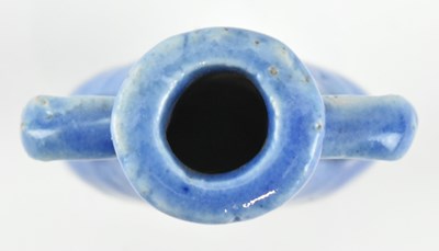 Lot 76 - TWO QING DYNASTY CERAMIC SNUFF BOTTLES 清 青花鼻烟壶和蓝釉鼻烟壶