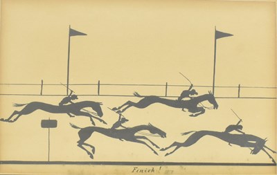 Lot 580 - 19TH CENTURY VICTORIAN SILHOUETTE OF A HORSE RACE