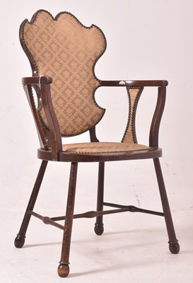 Lot 368 - LATE 19TH CENTURY ARTS & CRAFTS MAHOGANY SALON ARMCHAIR