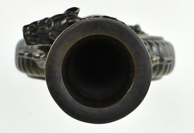 Lot 87 - JAPANESE MEIJI PERIOD HEAVY BRONZE MOON FLASK FORM VASE