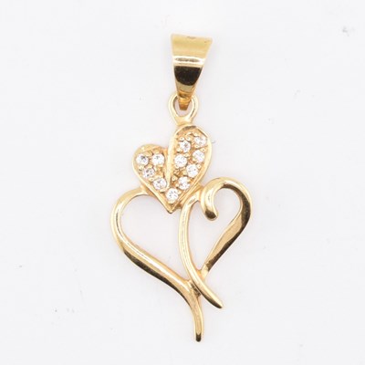 Lot 333 - HALLMARKED 18CT GOLD & WHITE STONE HEART NECKLACE PENDANT