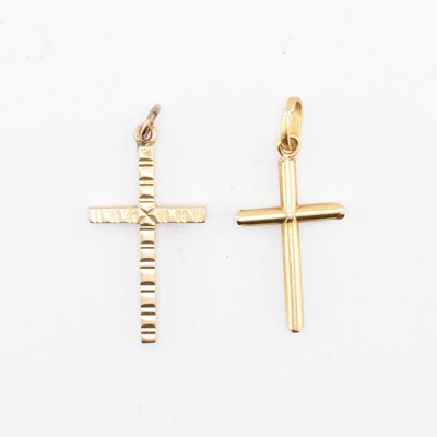 Lot 426 - TWO GOLD CROSS NECKLACE PENDANTS