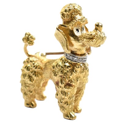 Lot 300a - HALLMARKED 1960s 18CT GOLD POODLE BROOCH PIN - BEN ROSENFELD