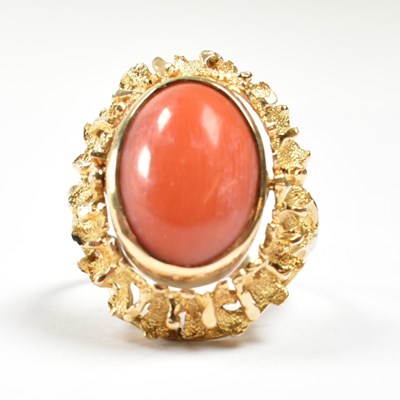 Lot 503 - GOLD CORAL & AMAZONITE HALO FLIP RING