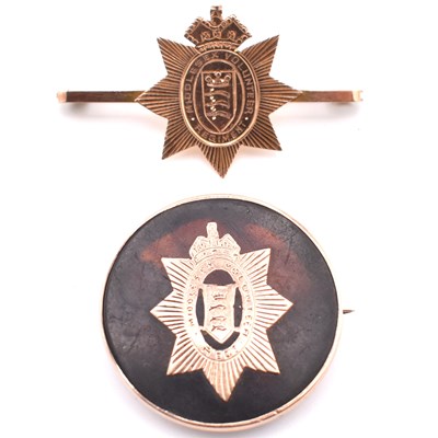 Lot 43a - TWO ROSE GOLD MIDDLESEX VOLUNTEER REGIMENT BROOCH PINS