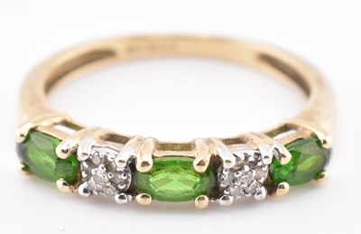 Lot 347 - HALLMARKED 9CT GOLD DIOPSIDE & DIAMOND RING