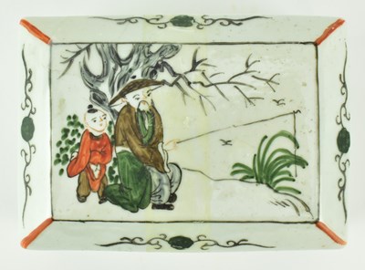 Lot 57 - TWO QING FAMILLE ROSE INKSTONE BOX & SEAL BOX 清 粉彩人物墨盒印泥盒