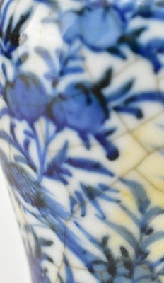 Lot 41 - PAIR OF QING NANKING BLUE AND WHITE MINIATURE VASES 清 仿哥窑青花花鸟小瓶一对