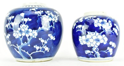 Lot 49 - COLLECTION OF THREE QING DYNASTY PRUNUS VASE AND JARS 清 冰梅瓶和罐三个