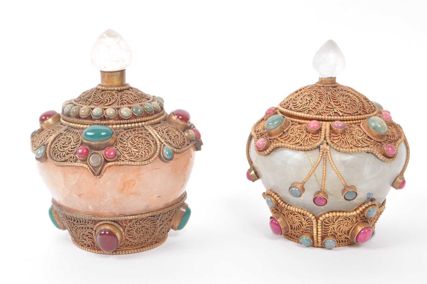 Lot 299 - TWO TIBETAN QUARTZ POTS