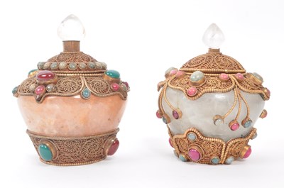 Lot 299 - TWO TIBETAN QUARTZ POTS