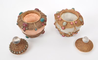 Lot 299 - TWO TIBETAN QUARTZ POTS