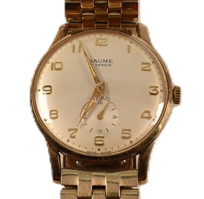 Lot 176 - BAUME INCABLOC 17 JEWELS 9CT GOLD PRESENTATION WRISTWATCH