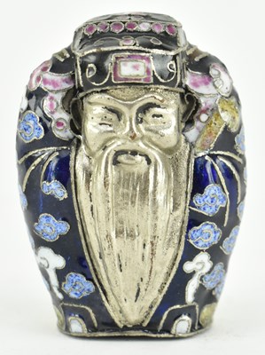 Lot 112 - QING DYNASTY CLOISONNE FIGURINE OF 'LUXING' 清掐丝珐琅彩禄星