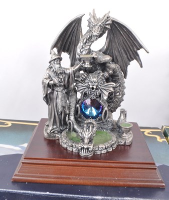 Lot 312 - MYTH & MAGIC BY THE TUDOR MINT - FOUR CAST PEWTER DRAGON FIGURES