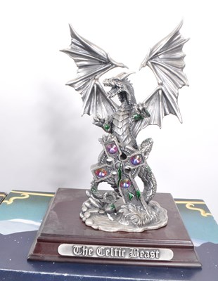 Lot 312 - MYTH & MAGIC BY THE TUDOR MINT - FOUR CAST PEWTER DRAGON FIGURES