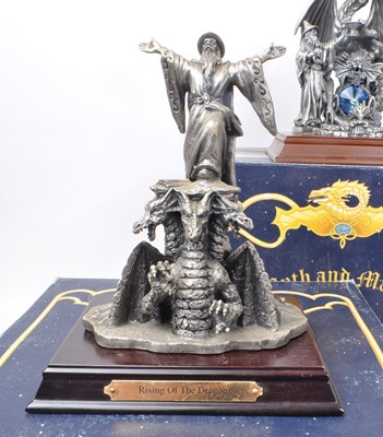 Lot 312 - MYTH & MAGIC BY THE TUDOR MINT - FOUR CAST PEWTER DRAGON FIGURES