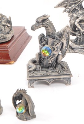 Lot 321 - MYTH & MAGIC BY THE TUDOR MINT - CAST PEWTER DRAGON FIGURES