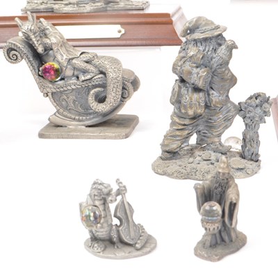 Lot 321 - MYTH & MAGIC BY THE TUDOR MINT - CAST PEWTER DRAGON FIGURES
