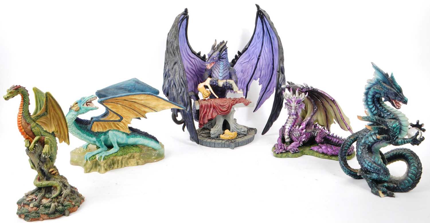 Lot 338 - COLLECTION OF SIX 21ST CENTURY DRAGON FIGURES