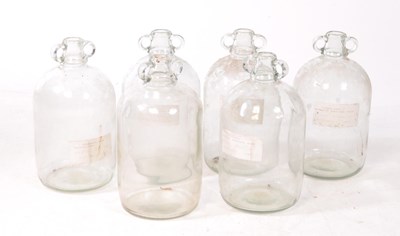 Lot 125 - COLLECTION OF SIX VINTAGE 1980S DEMIJOHN GLASS BOTTLES