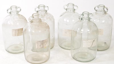 Lot 126 - COLLECTION OF SIX VINTAGE 1980S DEMIJOHN GLASS BOTTLES