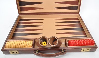 Lot 342 - ASPREY - VINTAGE LEATHER BACKGAMMON ATTACHE