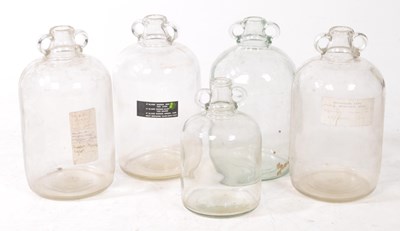 Lot 134 - COLLECTION OF FIVE VINTAGE 1980S DEMIJOHN GLASS BOTTLE