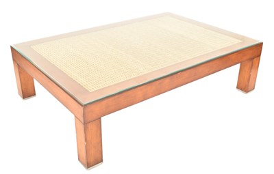 Lot 102 - RALPH LAUREN - VINTAGE BESPOKE TEAK & HAND WOVEN SEAGRASS COFFEE TABLE