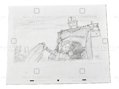 Lot 629 - THE IRON GIANT - ORIGINAL DRAWING BY RICHARD BAZLEY