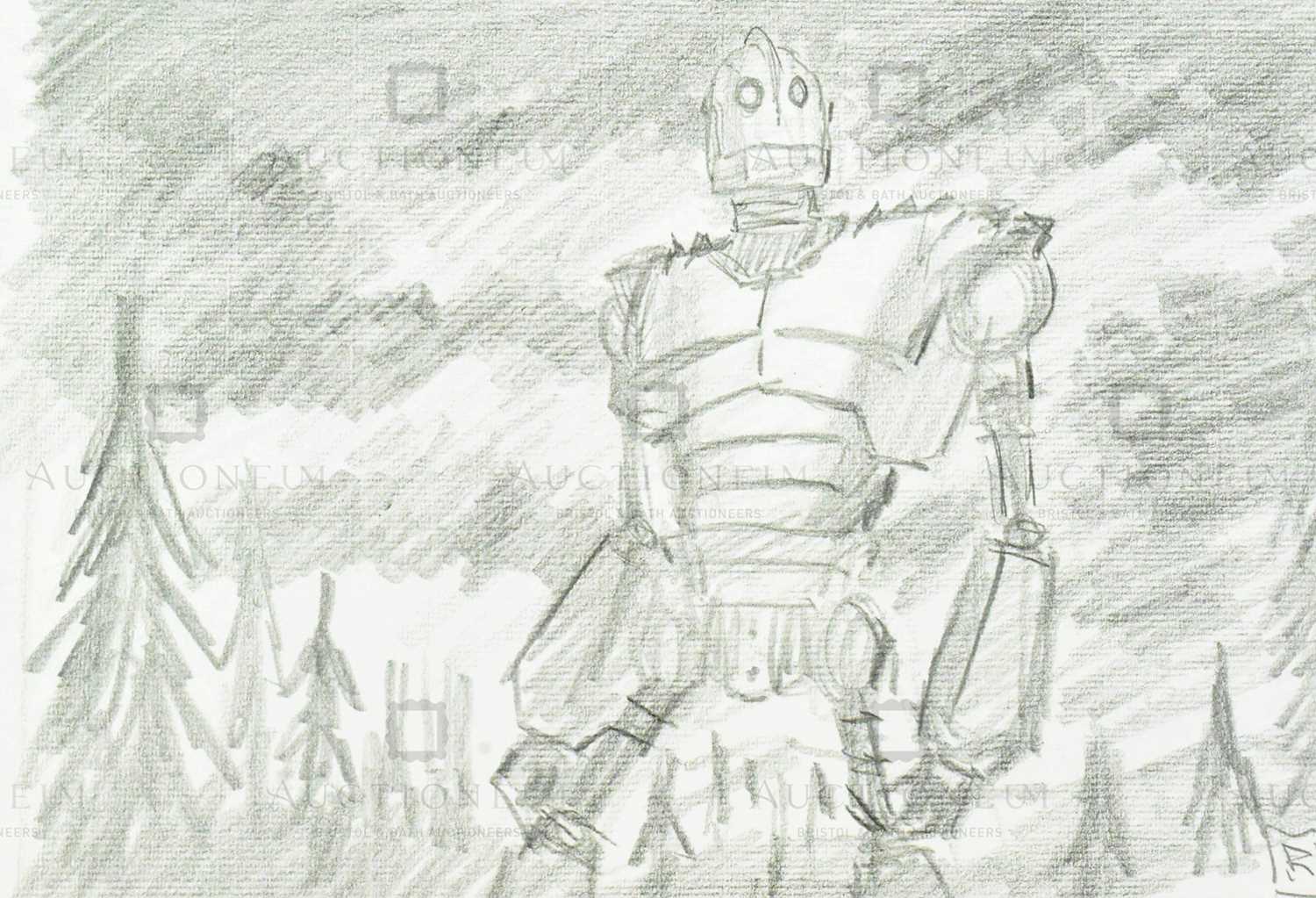 Lot 609 - THE IRON GIANT - ORIGINAL DRAWING BY RICHARD BAZLEY