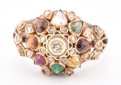 Lot 361 - 18CT GOLD & MULTI GEM SET CLUSTER RING