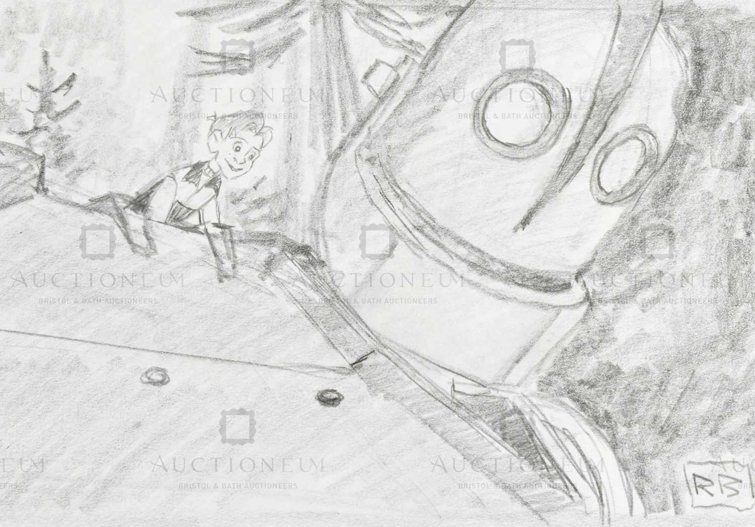 Lot 621 - THE IRON GIANT - ORIGINAL DRAWING BY RICHARD BAZLEY