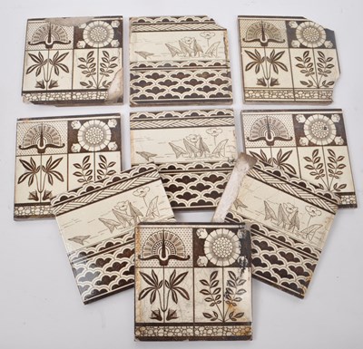 Lot 144 - WEDGWOOD - ETRURIA - COLLECTION OF NINE VICTORIAN TILES