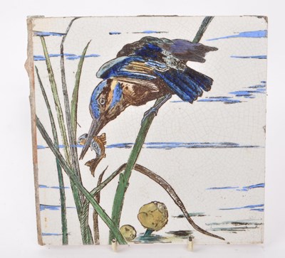 Lot 159 - BROWN WESTHEAD MOORE & CO - LATE 19TH CENTURY KINGFISHER TILE