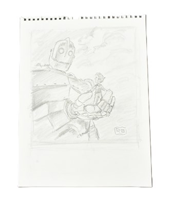 Lot 446 - THE IRON GIANT - ORIGINAL DRAWING BY RICHARD BAZLEY