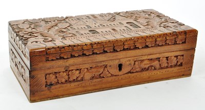 Lot 376 - EARLY 20TH CENTURY ANGLO INDIAN CARVED JEWELLERY BOX