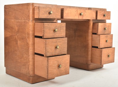 Lot 97 - 20TH CENTURY ART DECO WALNUT PEDESTAL WRITING TABLE DESK