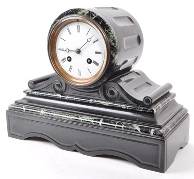 Lot 389 - VICTORIAN 19TH CENTURY BLACK & GREEN MARBLE MANTEL CLOCK
