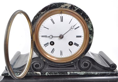 Lot 389 - VICTORIAN 19TH CENTURY BLACK & GREEN MARBLE MANTEL CLOCK