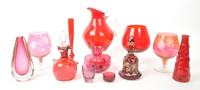 Lot 198 - COLLECTION OF VINTAGE 20TH CENTURY RED STUDIO ART GLASS PIECES