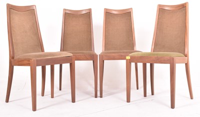 Lot 532 - G-PLAN - FRESCO - FOUR MID CENTURY TEAK & VELVET DINING CHAIRS