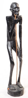 Lot 254 - AFRICAN EBONISED CARVED WOODEN FIGURE