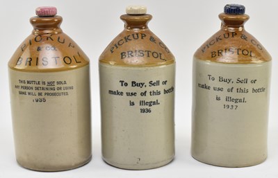 Lot 126 - PICKUP & CO. BRISTOL - THREE 1930S STONEWARE FLAGONS
