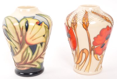Lot 157 - MOORCROFT POTTERY - TWO CONTEMPORARY CERAMIC FLORAL VASES