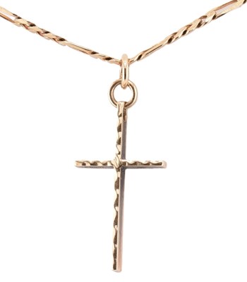 Lot 291 - HALLMARKED 9CT GOLD CROSS PENDANT NECKLACE