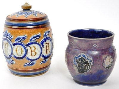 Lot 156 - ROYAL DOULTON - LAMBETH - EARLY 20TH CENTURY TOBACCO JAR & VASE