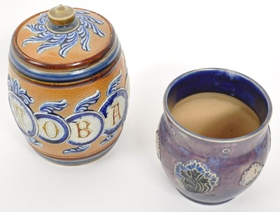 Lot 156 - ROYAL DOULTON - LAMBETH - EARLY 20TH CENTURY TOBACCO JAR & VASE