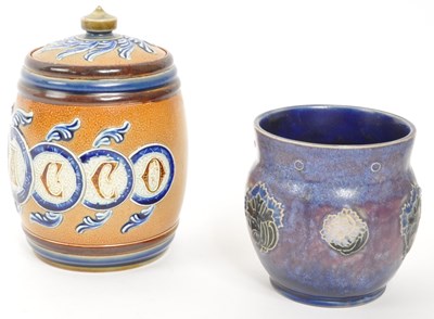 Lot 156 - ROYAL DOULTON - LAMBETH - EARLY 20TH CENTURY TOBACCO JAR & VASE