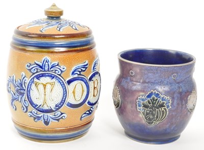 Lot 156 - ROYAL DOULTON - LAMBETH - EARLY 20TH CENTURY TOBACCO JAR & VASE